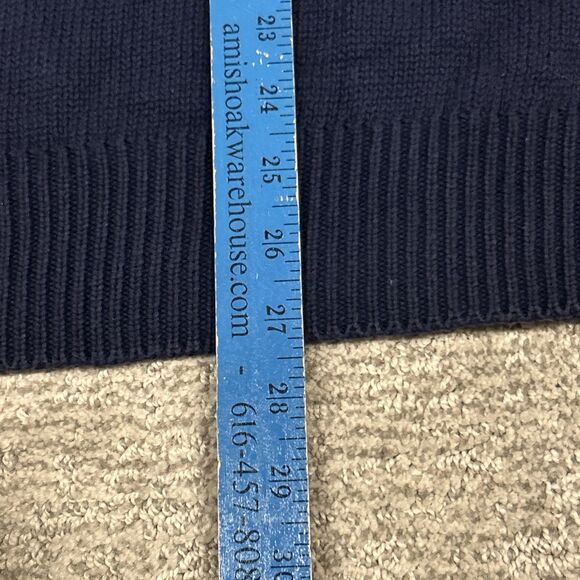 Norm Thompson Sweater Mens Large Navy Blue Golf Clubs Graphic Hand Knit Vintage - Picture 7 of 7